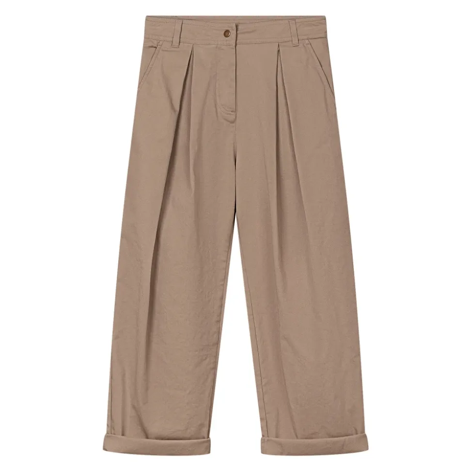 Pantaloni in Gabardine di Cotone Stretch con Pieghe