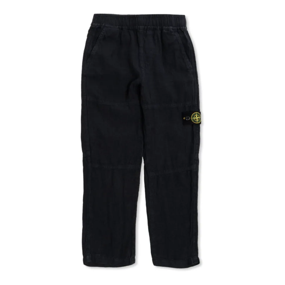 Pantaloni in Lino con Patch Logo