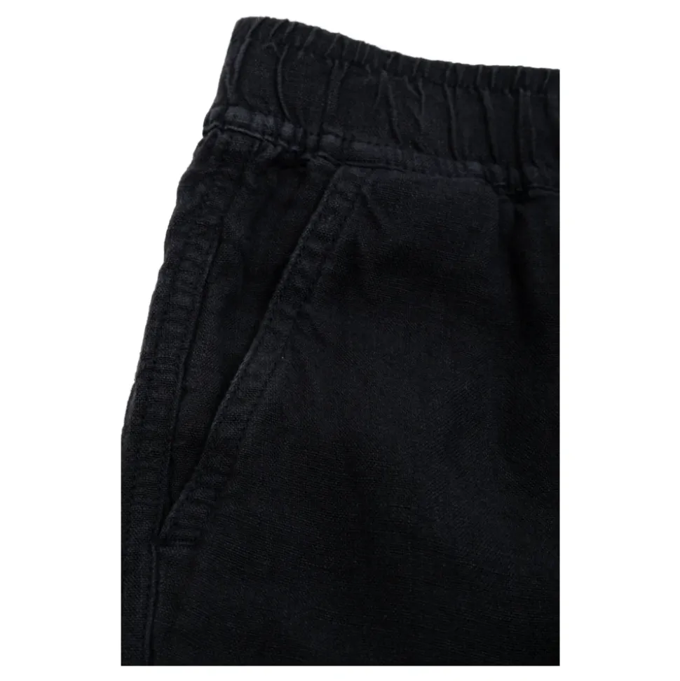 Pantaloni in Lino con Patch Logo