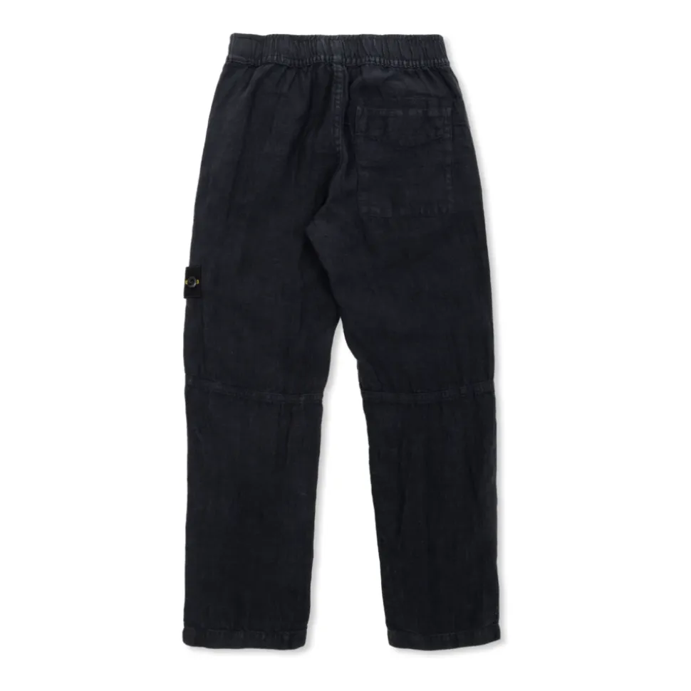 Pantaloni in Lino con Patch Logo