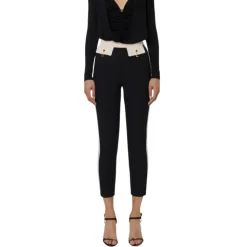 Pantaloni Neri con Striscia Laterale Oro Logo