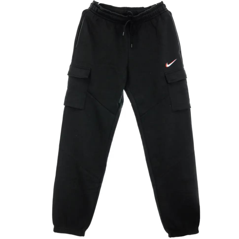 Pantaloni tuta in pile con tasche cargo nere