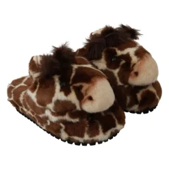Pantofole Slides Marrone con Motivo Giraffa