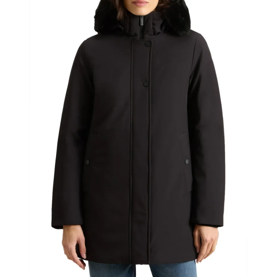 Parka Cappotto Nero in Piuma