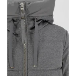 Parka in lana trapuntata con cappuccio imbottito