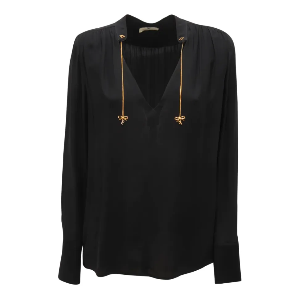 P4029 Blusa WO Camicia in Viscosa con Scollo a V