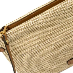 Pochette Gianni Chiarini Hermy in paglia intrecciata con zip e tracolla