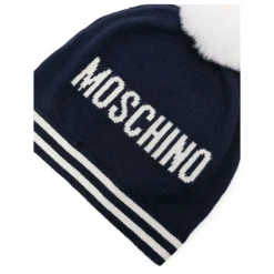 Pom Pom Cappello in Maglia con Logo Teddy