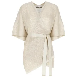 Poncho Giacca Lurex Collo a V Dorato