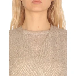 Poncho Giacca Lurex Collo a V Dorato
