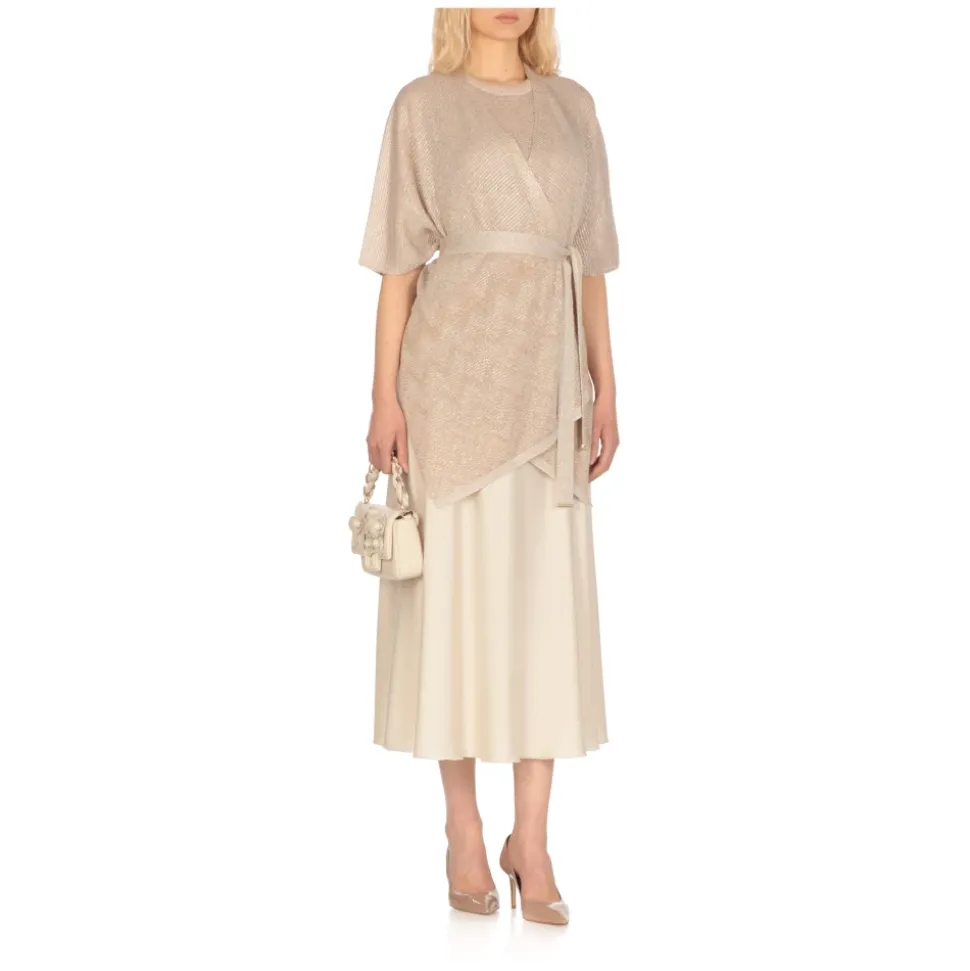 Poncho Giacca Lurex Collo a V Dorato