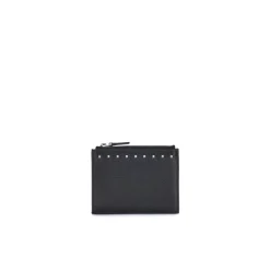 Porta carte in pelle con borchie e tasca con zip