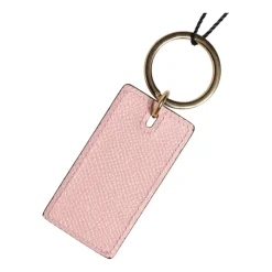 Portachiavi con Anello in Metallo e Logo in Pelle di Vitello