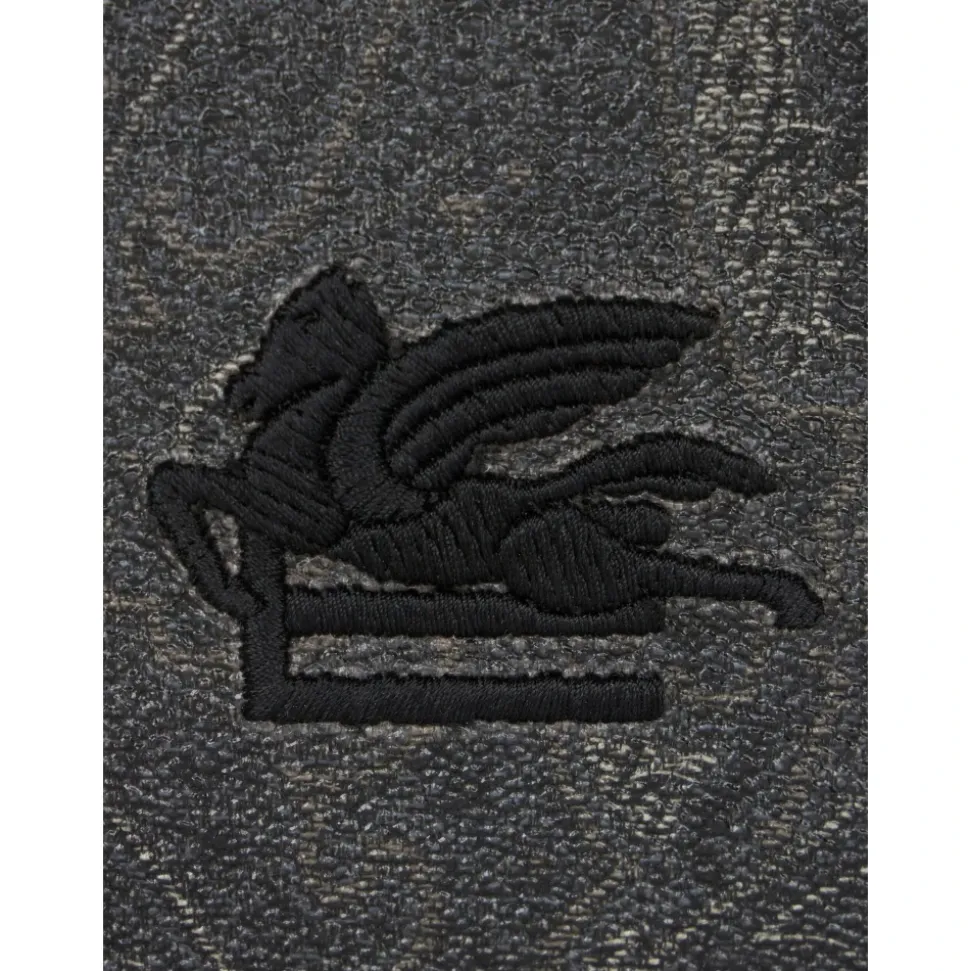 Portafoglio con stampa Paisley e motivo Pegaso