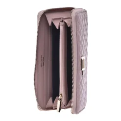 Portafoglio con zip in pelle trapuntata nude