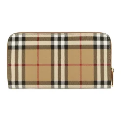 Portafoglio Grande con Zip e Motivo Check