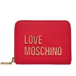 Portafoglio Rosso con Chiusura a Zip e Placca Logo