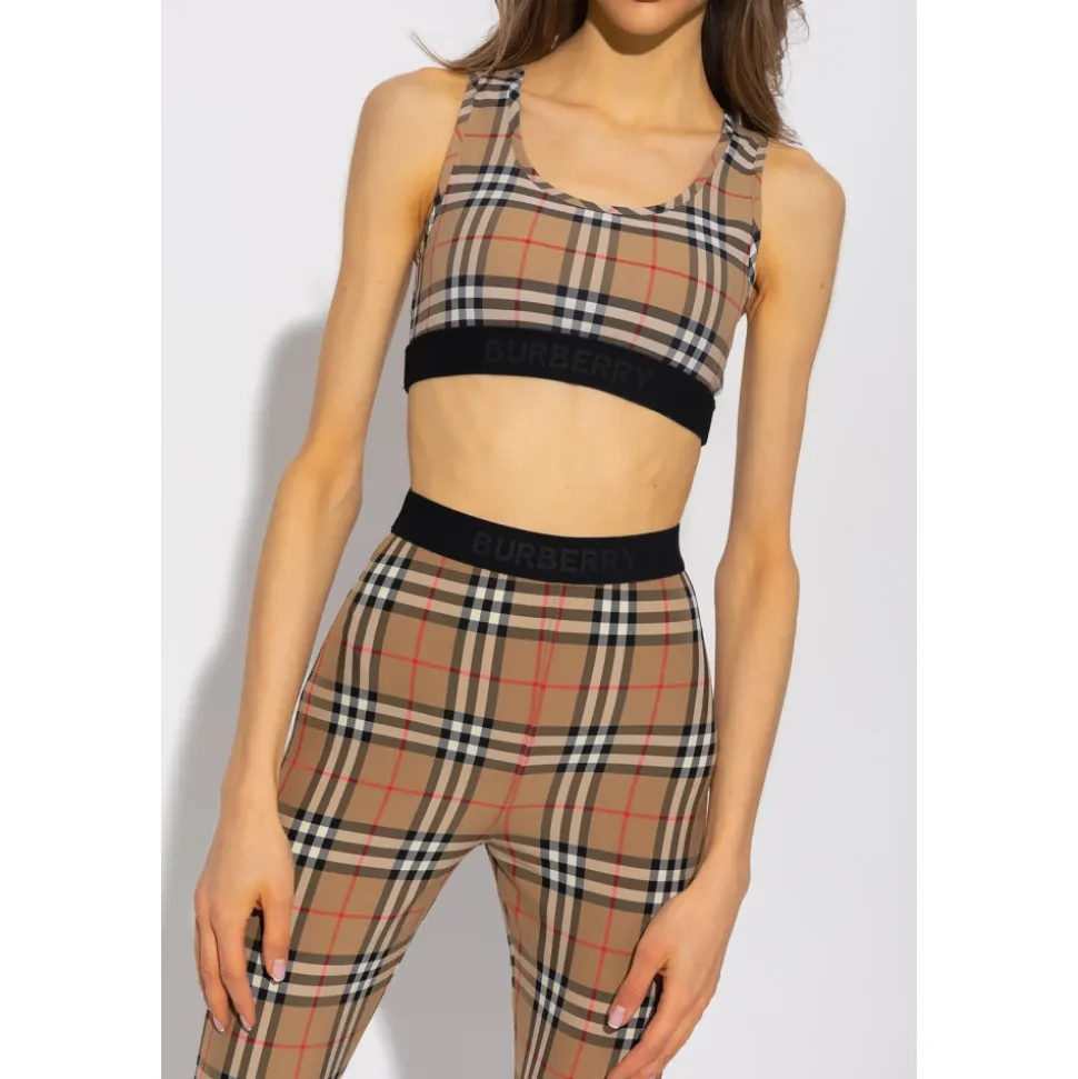 Reggiseno Sportivo con Stampa Vintage Check