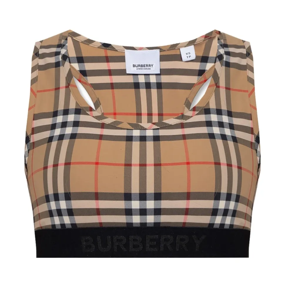 Reggiseno Sportivo con Stampa Vintage Check