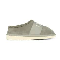 Sabot in Camoscio Grigio con Finta Pelliccia