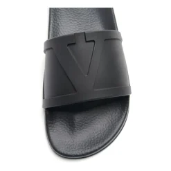 Sandali Neri con Logo V