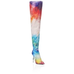 Satin Boots Hi-Heels Overknees Tie Dye