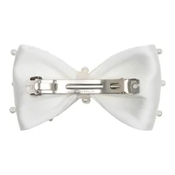 Satin Pearl Bow Hair Clip