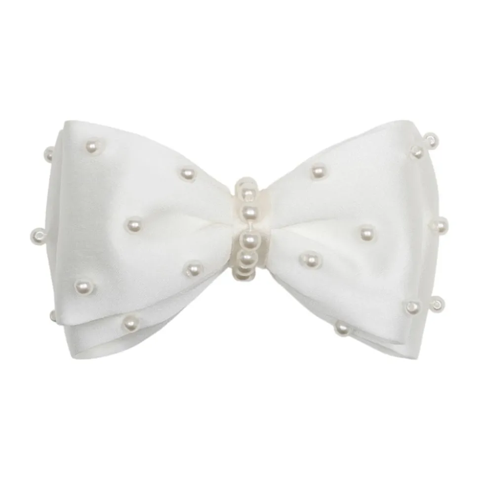 Satin Pearl Bow Hair Clip