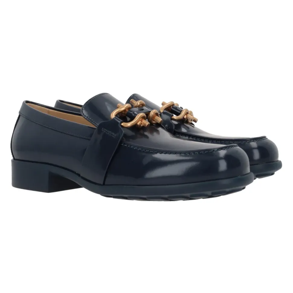 Scarpe Mocassino in Pelle Blu