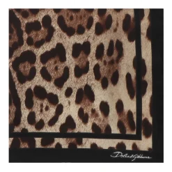 Sciarpa di seta con stampa leopardata e logo