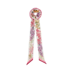 Scrunchie in Seta con Stampa Primaverile e Mini Foulard