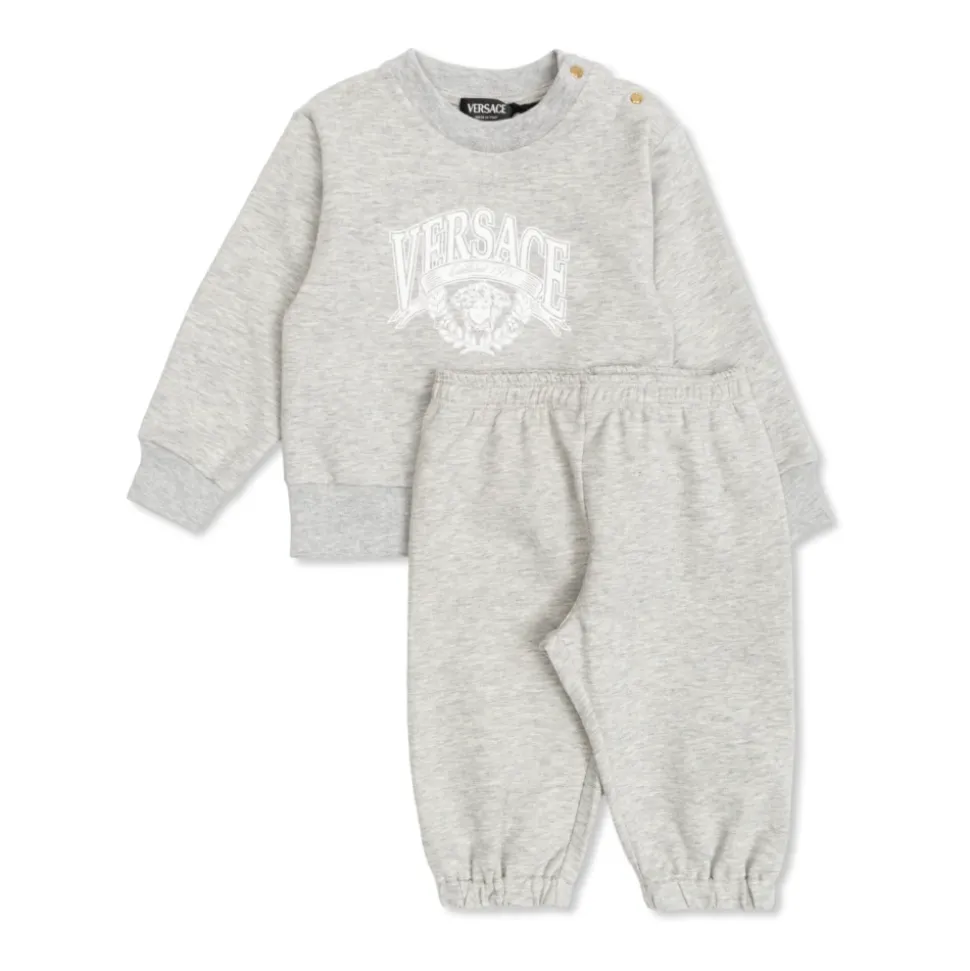 Set Felpa e Pantaloni Sportivi in Jersey di Cotone Stampato