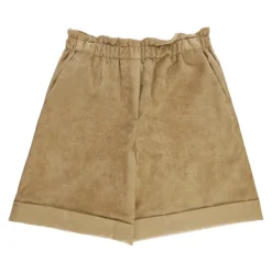 Shorts Ragazza In Velluto A Coste Vita Elastica Logo