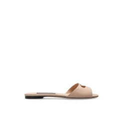 Sliders in pelle con applicazione a forma di logo