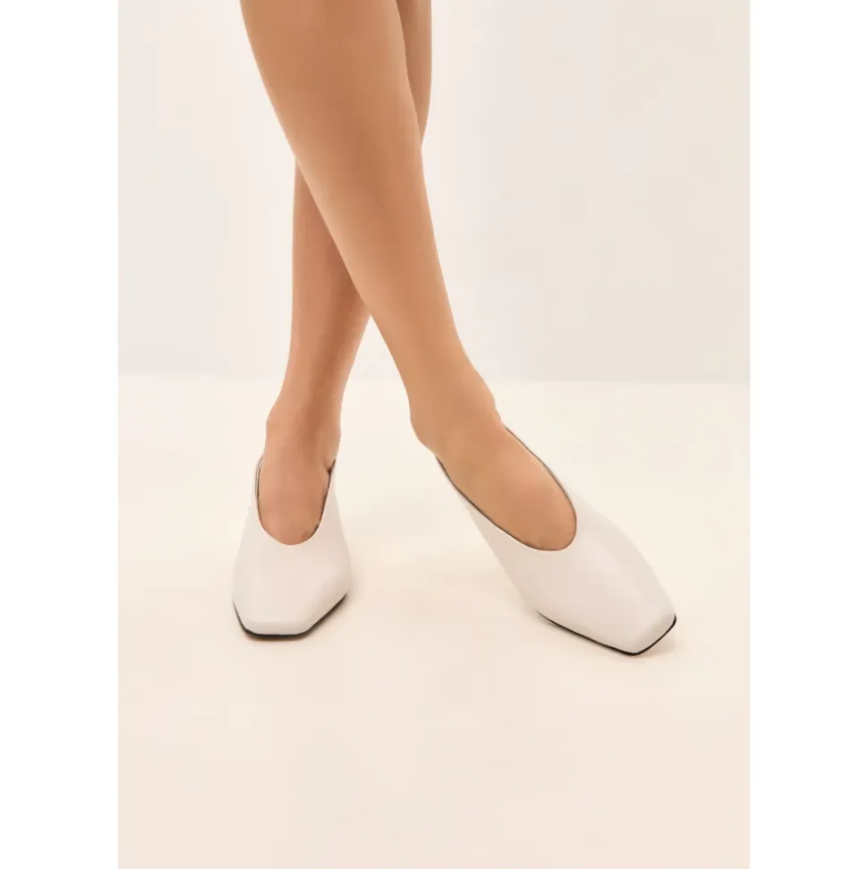 Slingback Heels con Punta Quadrata - Bianco