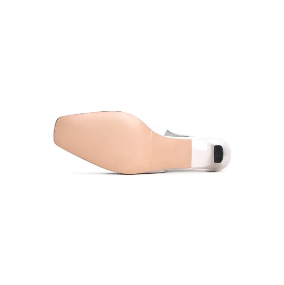 Slingback Heels con Punta Quadrata - Bianco