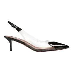 Slingbacks a Cuore in Pelle di Agnello Lucida