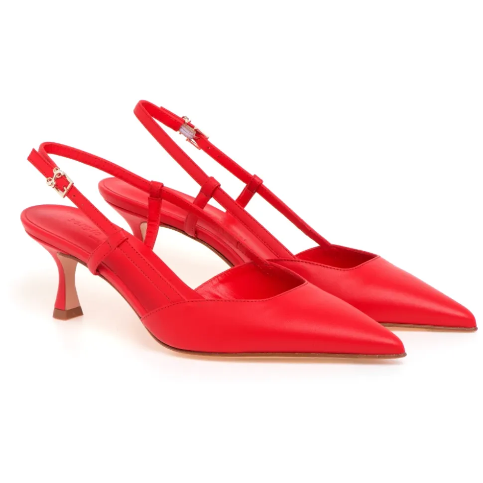 Sling-back Sergio Levantesi in pelle con tacco 55 mm