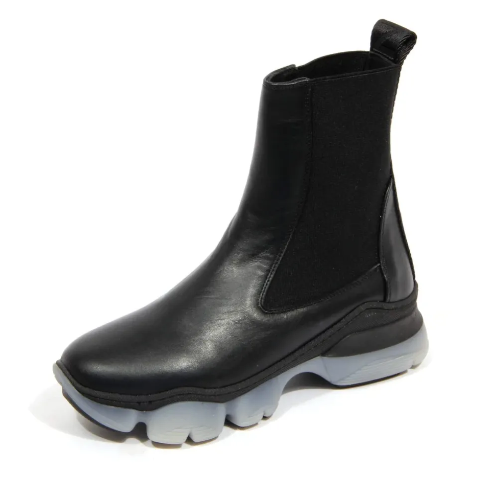 Sneaker boots in pelle e tessuto