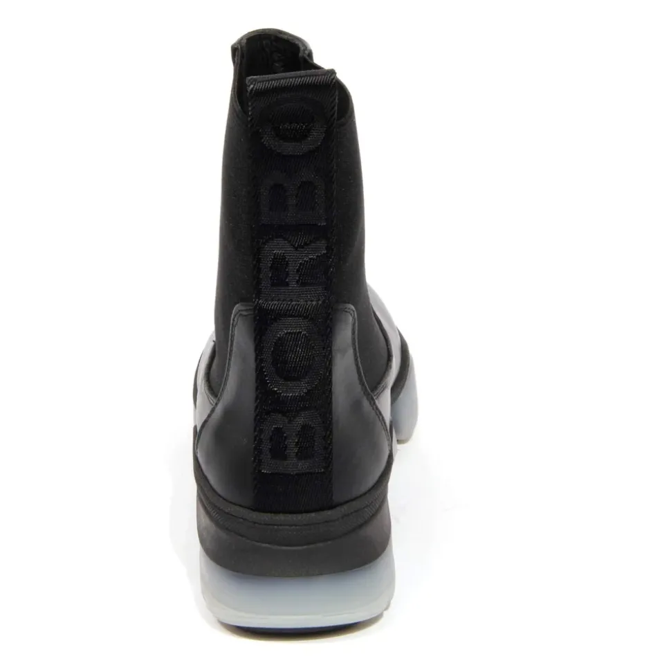 Sneaker boots in pelle e tessuto