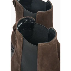 Stivaletti Chelsea Platform Saddle Brown da Donna in Vero Velluto Italiano