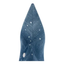 Stivaletti in Denim Blu con Tacco
