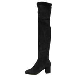 Stivali Alti in Pelle Scamosciata Nera