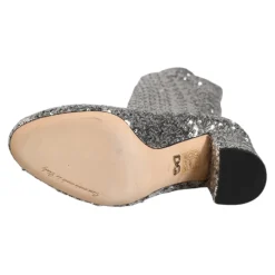 Stivali Argento con Paillettes e Glitter Tacco Alto