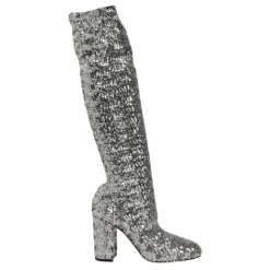 Stivali Argento con Paillettes e Glitter Tacco Alto