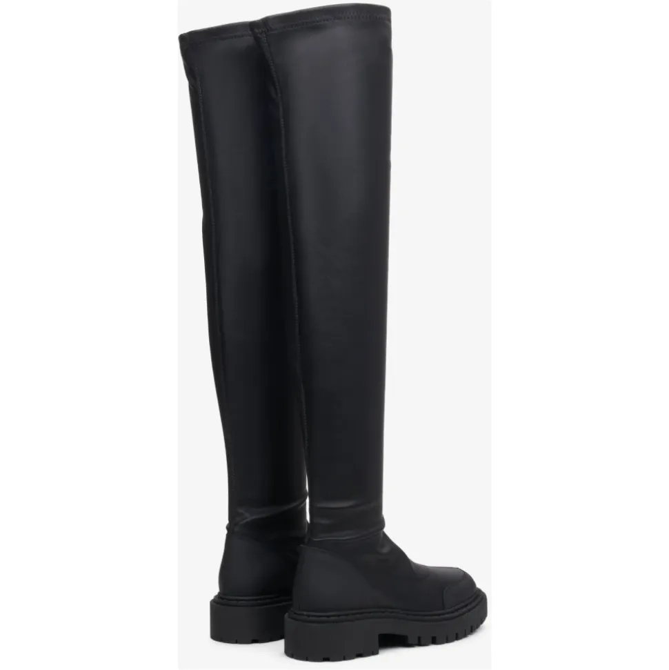 Stivali in Pelle con Gambale Elasticizzato