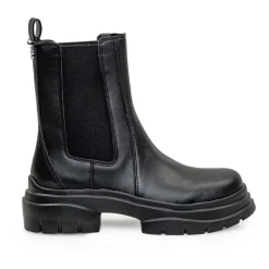 Stivali in Pelle Nera con Inserto Elastico