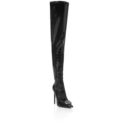 Stivali Overknees con Tacco Alto in Lattice
