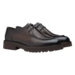 Stringate in Pelle Marrone Scuro con Design Moderno