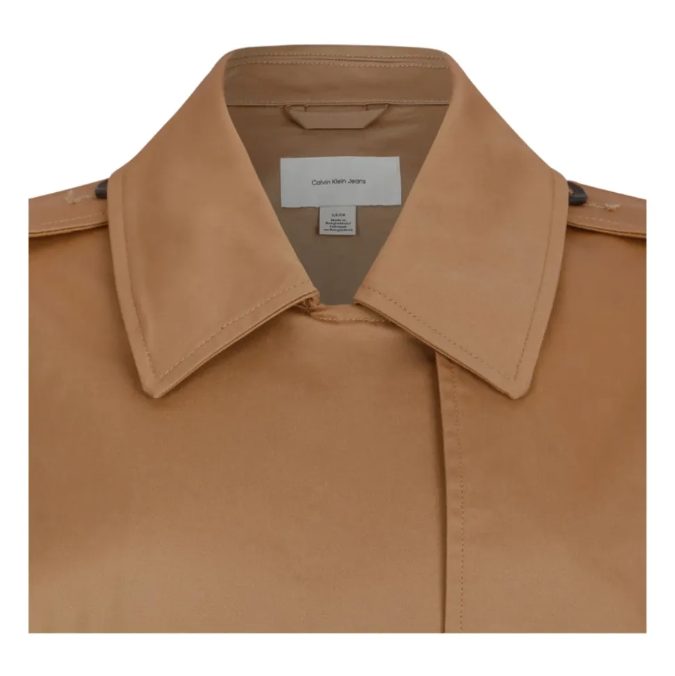 Tiger Eyes Cotton Twill Short Trench Coat